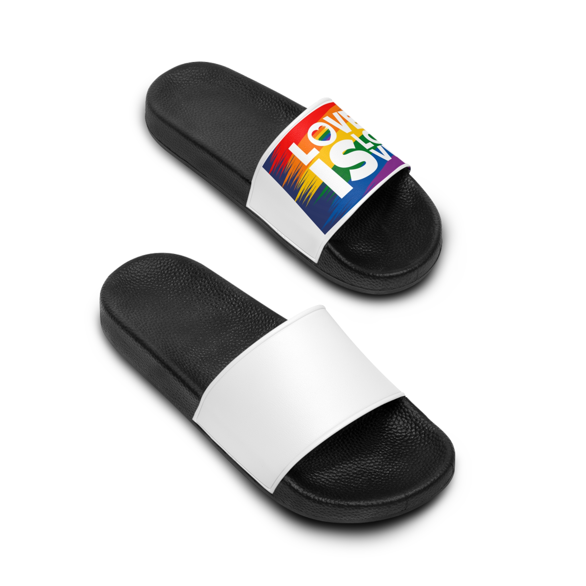 Lgbt Pride Month June Lesbian Gay Bisexual Transgender Lgbt Rainbow Flag Vector Illustration Mens Slide Sandals - Image 4