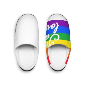 You Are Loved Words Lgbt Pride Flag Background Mens Indoor Slippers