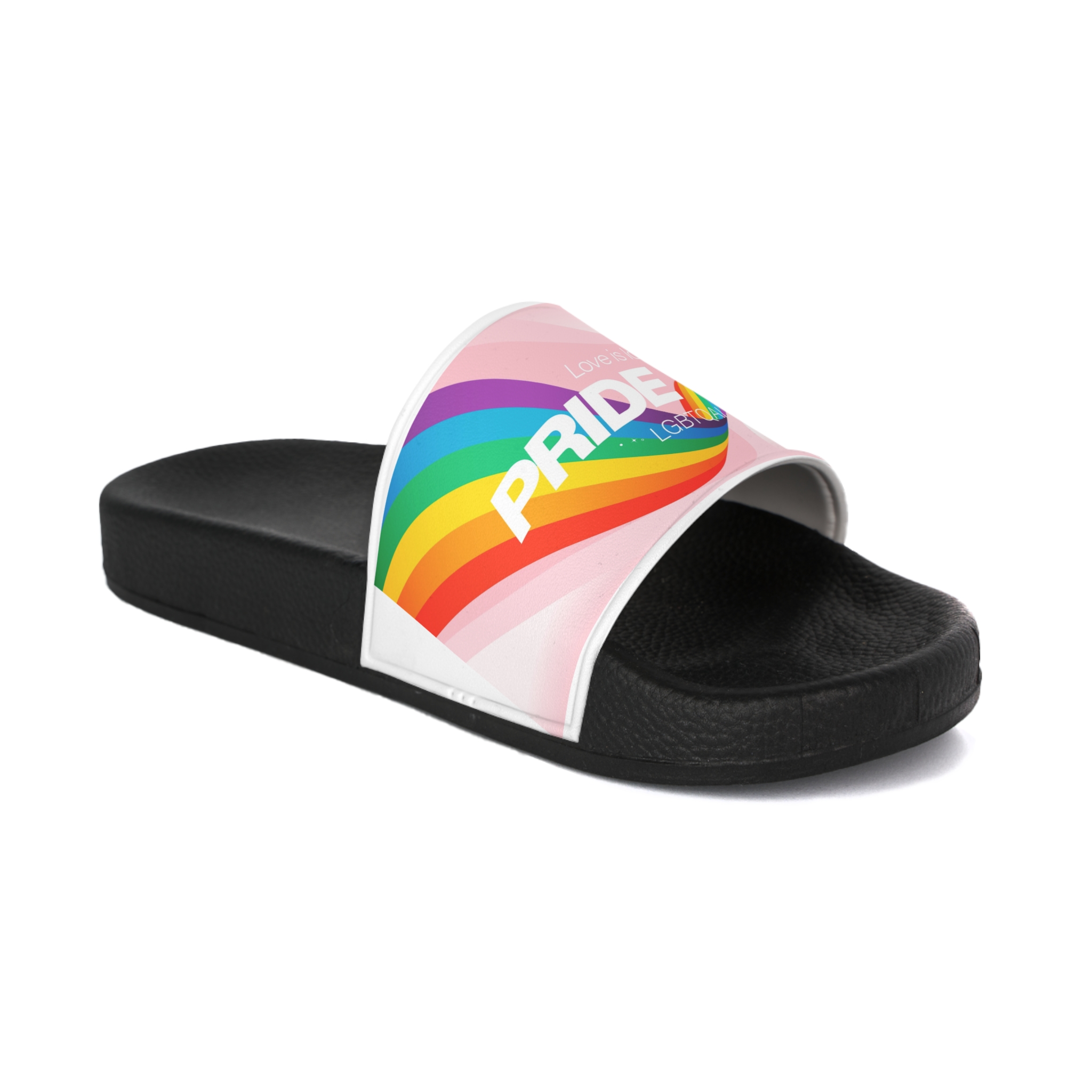 Happy Pride Month Background Vector Lgbtq Community Symbol With Rainbow Pride Flag Heart Design Cele Mens Slide Sandals - Image 2