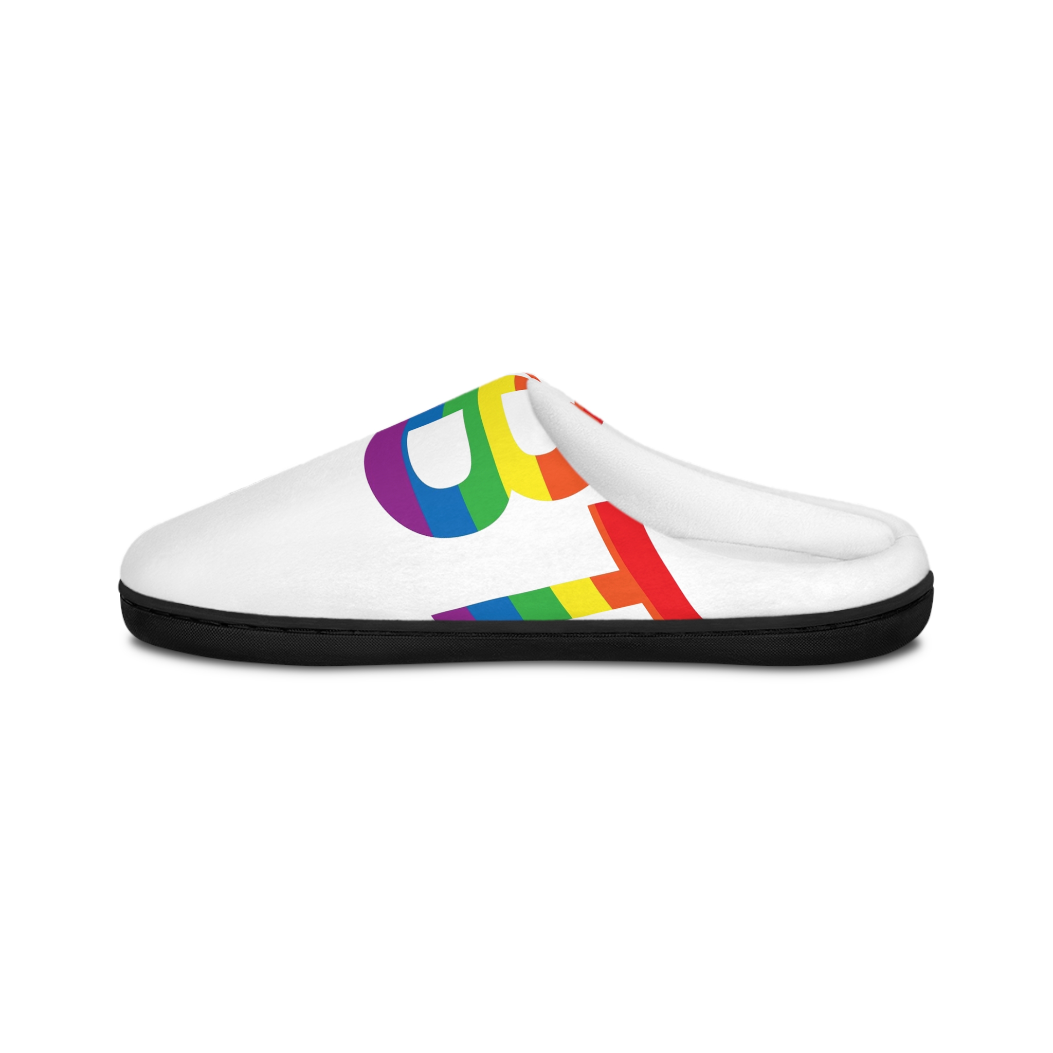 Vector Flat Lgbt Rainbow Flag Lettering Mens Indoor Slippers - Image 3