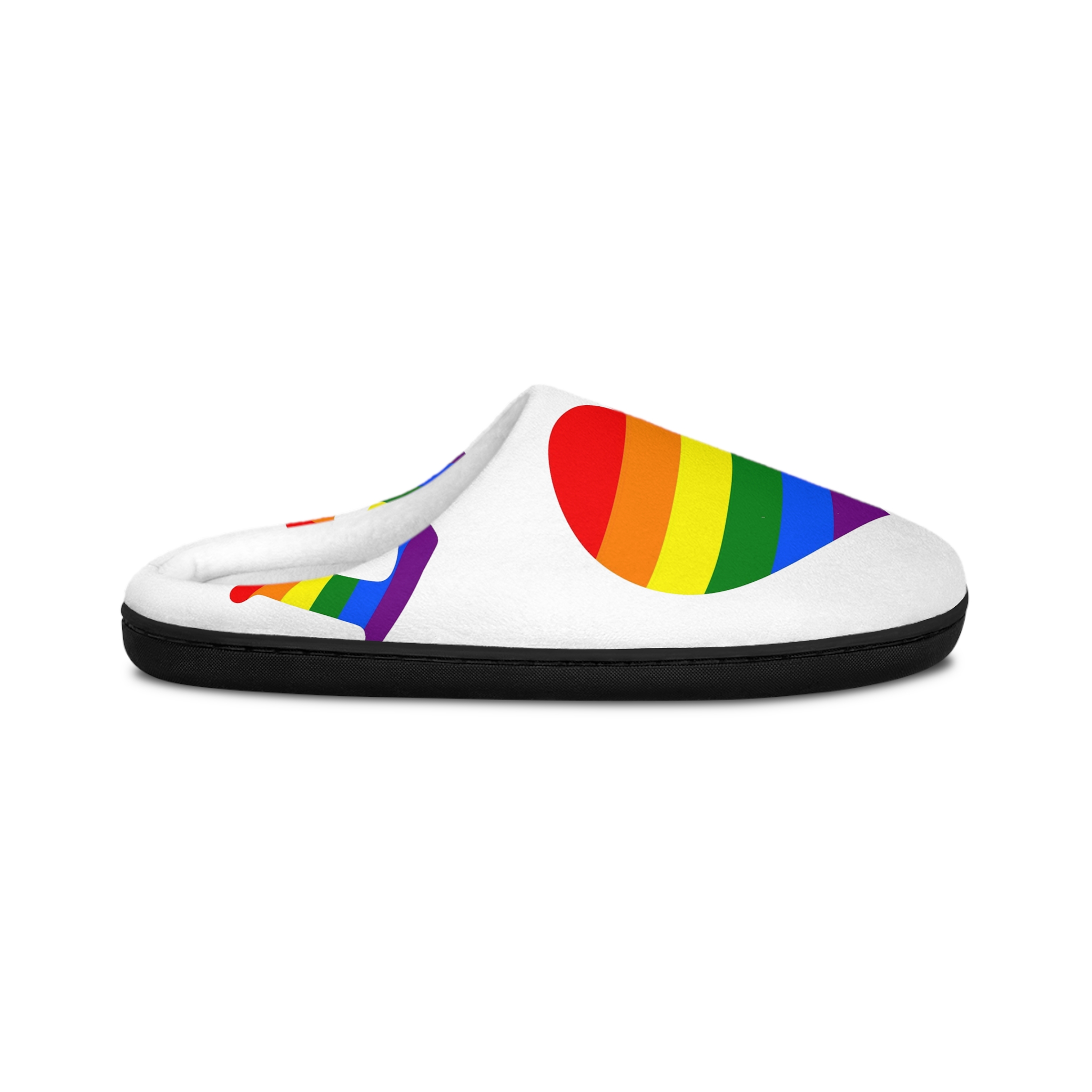 Vector Symbolism Lgbt Community Rainbow Colors Lgbt Inscription Rainbow Heart Mens Indoor Slippers - Image 2