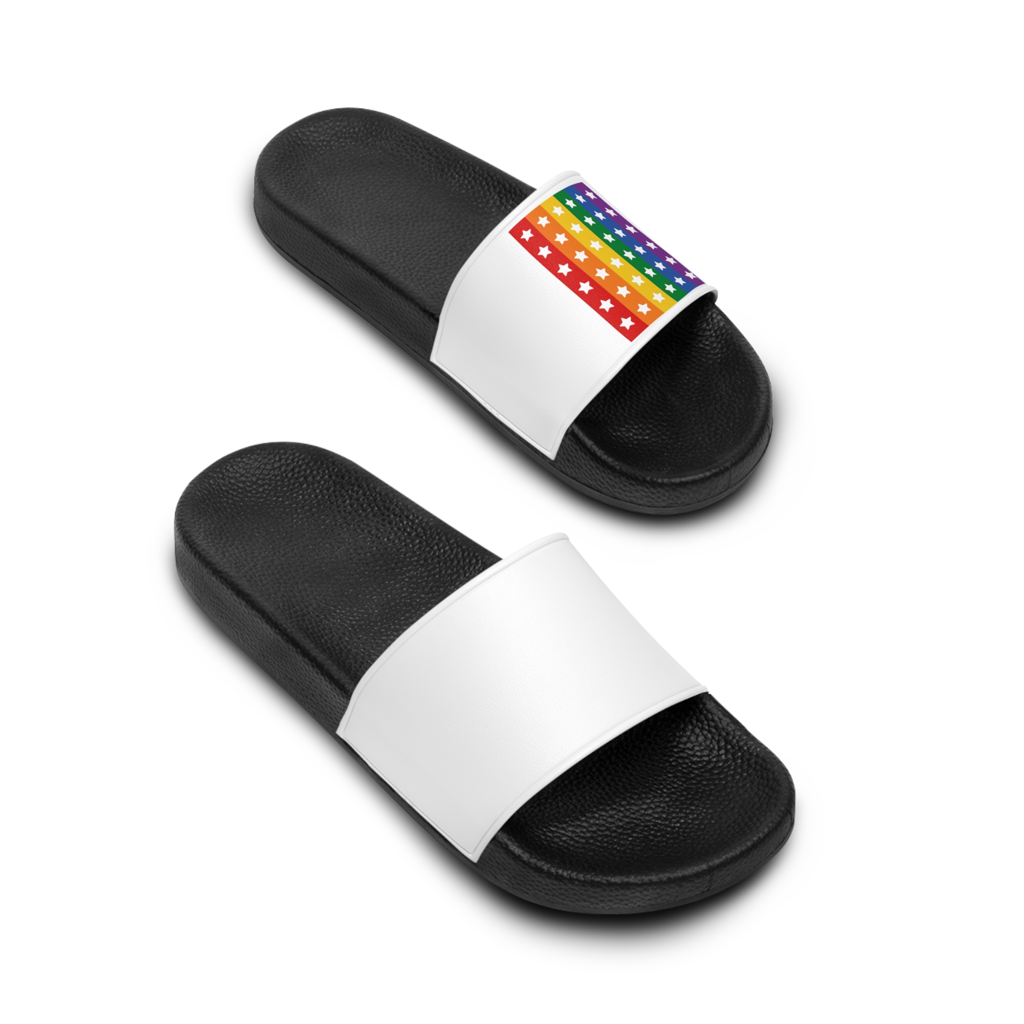 Lgbt Pride Month June Lesbian Gay Bisexual Transgender Lgbtq Flag Rainbow Vector(3) (1) Mens Slide Sandals - Image 4