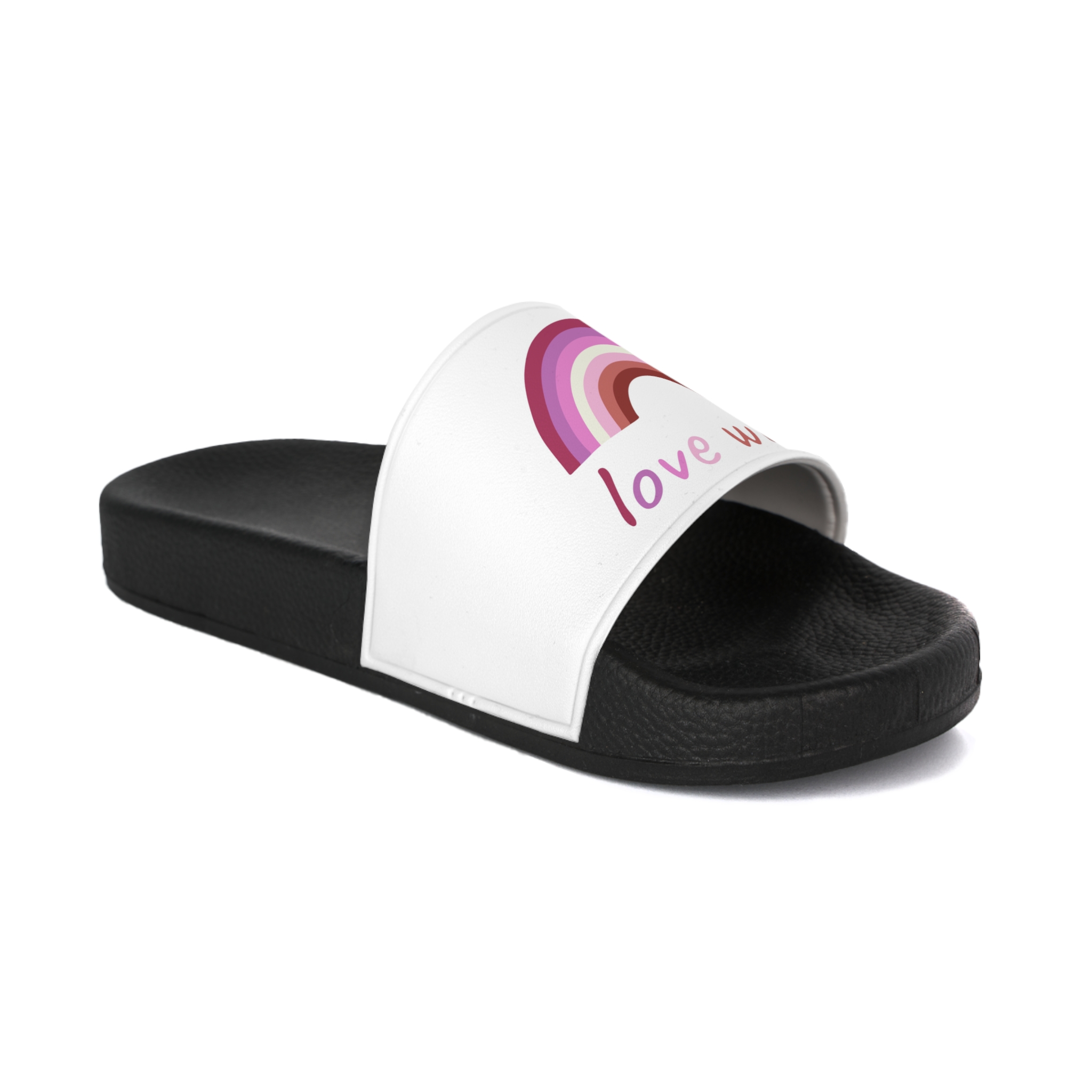 Colorful Rainbow Shape Lesbian Pride Flag Happy Pride Day Lgbtqia Community Pride Month Vector Hand Mens Slide Sandals - Image 2