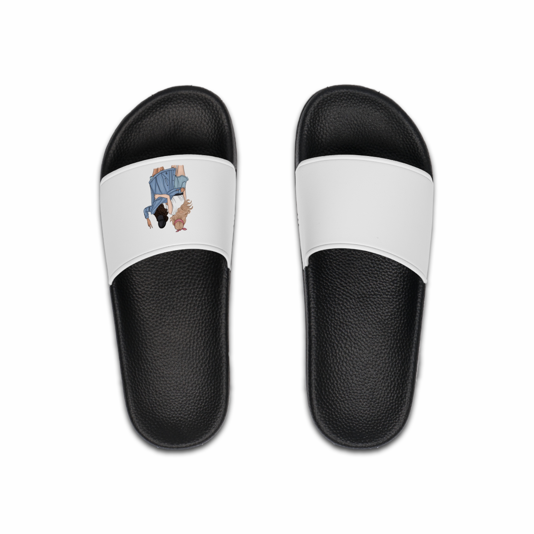 Friends Stand With Their Backs Mens Slide Sandals
