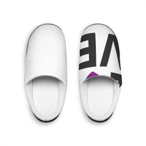 Vector Lgbt Rainbow Flag Love Lettering Isolated White Background Mens Indoor Slippers