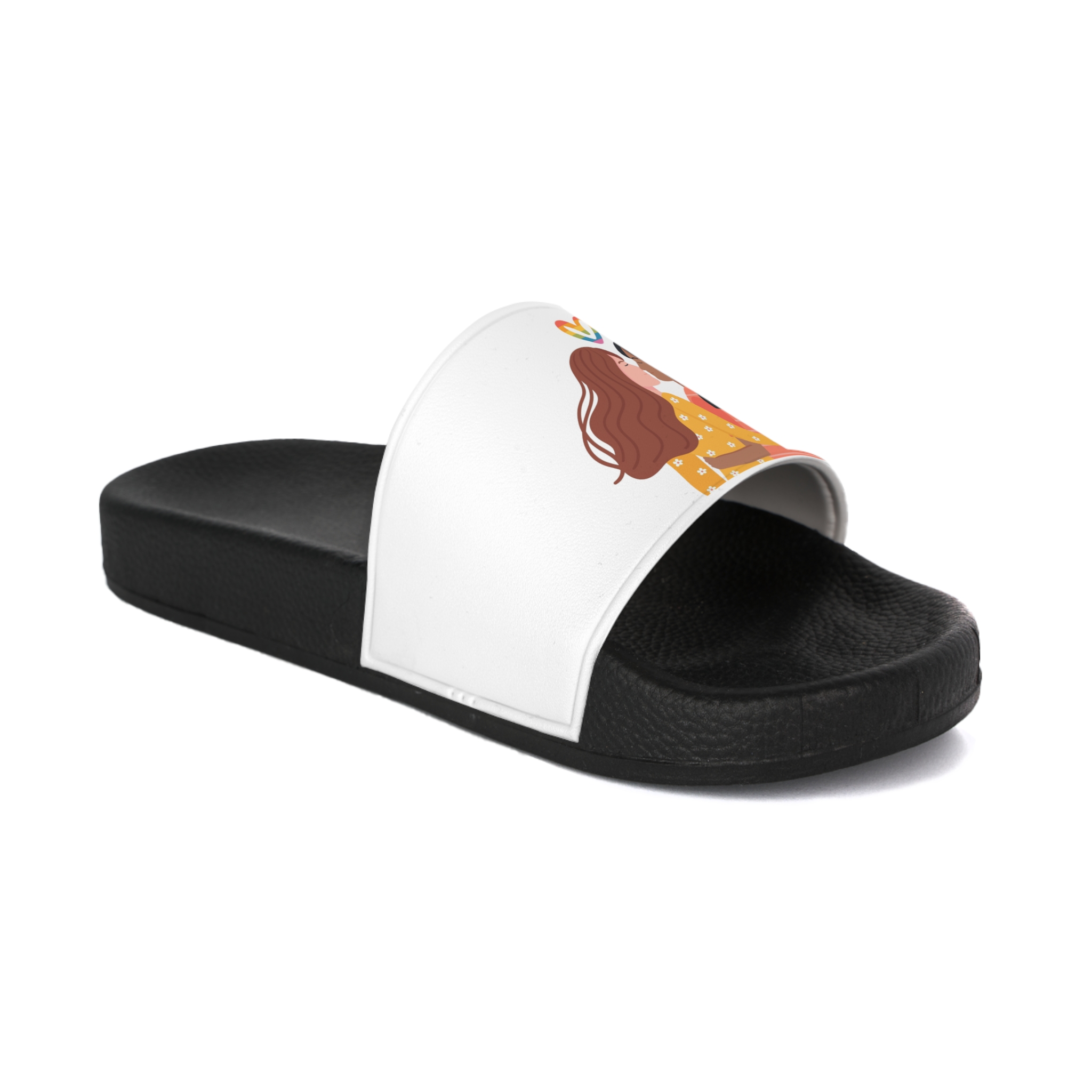 Hand Drawn Affectionate Lesbian Kiss (1) Mens Slide Sandals - Image 2
