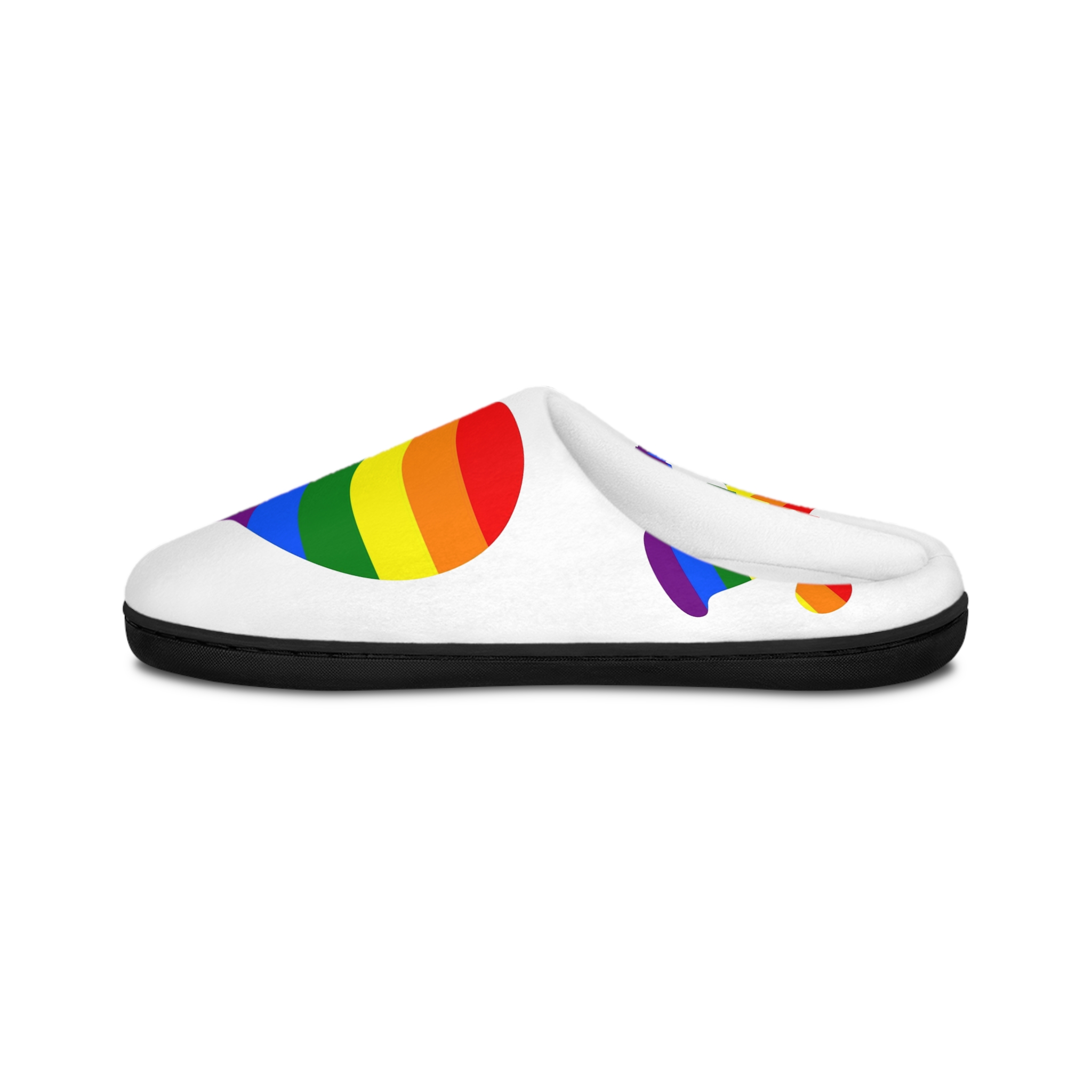 Vector Symbolism Lgbt Community Rainbow Colors Lgbt Inscription Rainbow Heart Mens Indoor Slippers - Image 3