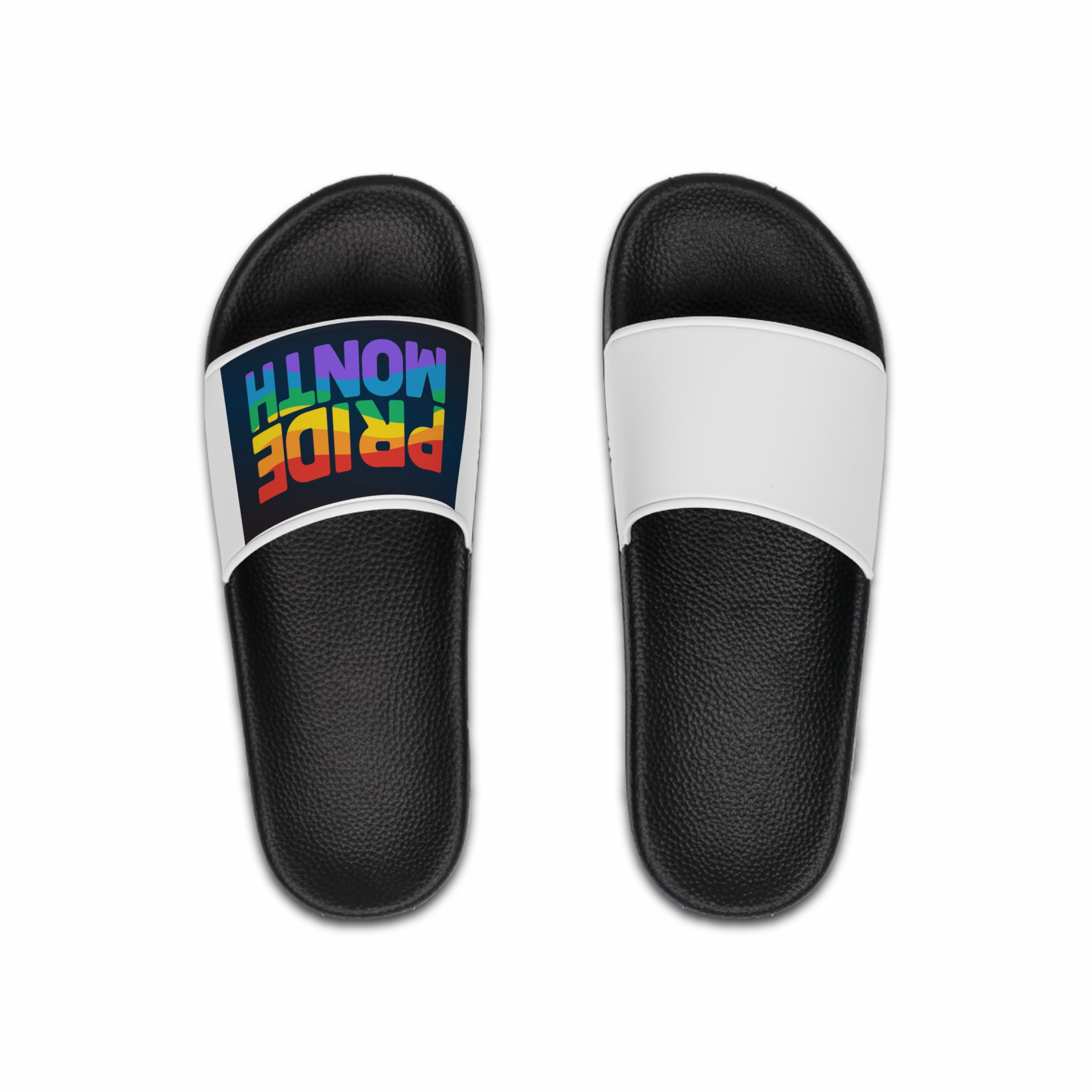 Lgbt Pride Rainbow Flag Lettering Banner Poster Social Media Pride Calligraphy With Mens Slide Sandals