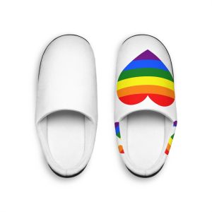 Vector Symbolism Lgbt Community Rainbow Colors Lgbt Inscription Rainbow Heart Mens Indoor Slippers