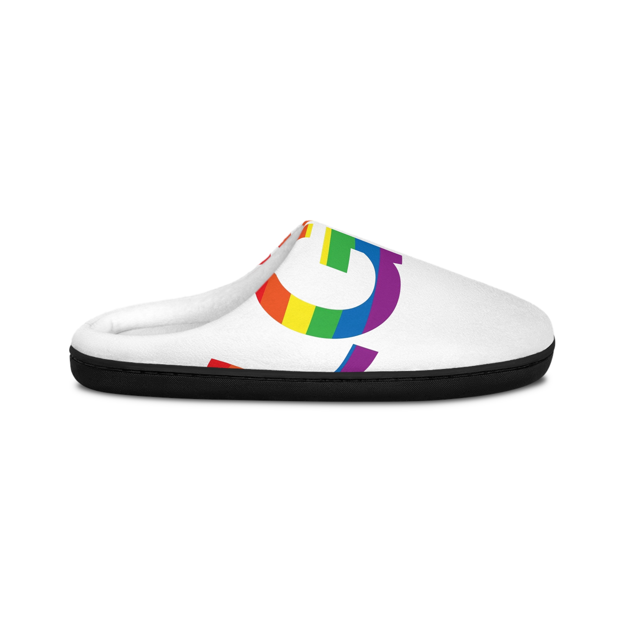 Vector Flat Lgbt Rainbow Flag Lettering Mens Indoor Slippers - Image 2