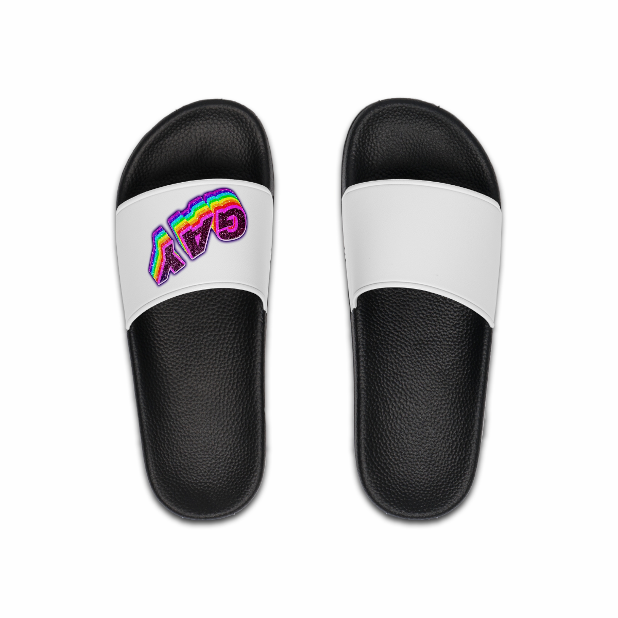 Gay Word Rainbow 3d Png Word Art Mens Slide Sandals