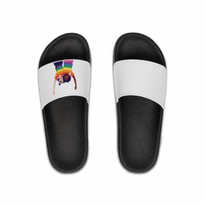 Celebrating Lgbtq Pride With Joyful Friends Wearing Rainbow Pride Shirts Mens Slide Sandals