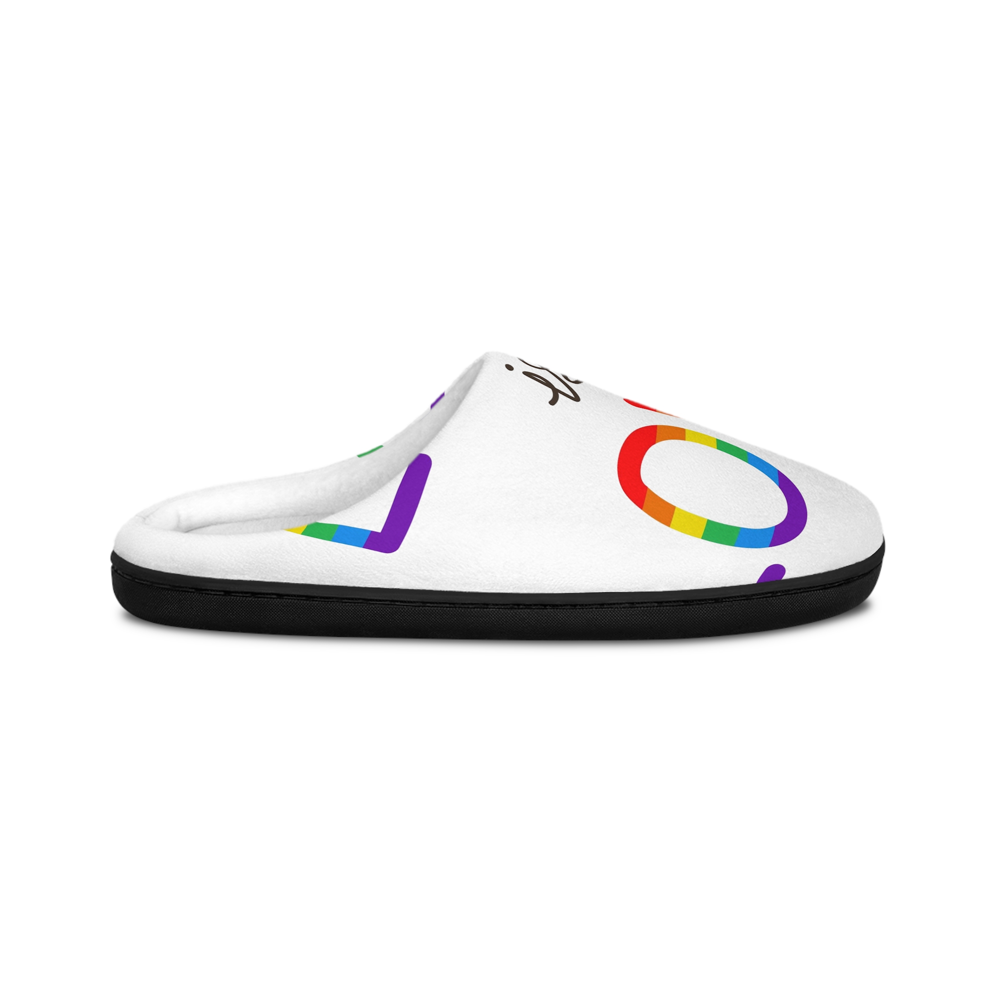 Vector Love Is Love Phrase Lgbt Text Lettering Rainbow Colors Mens Indoor Slippers - Image 2