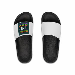 Born This Gay Premium Gay Pride Lettering Vector Design Mens Slide Sandals