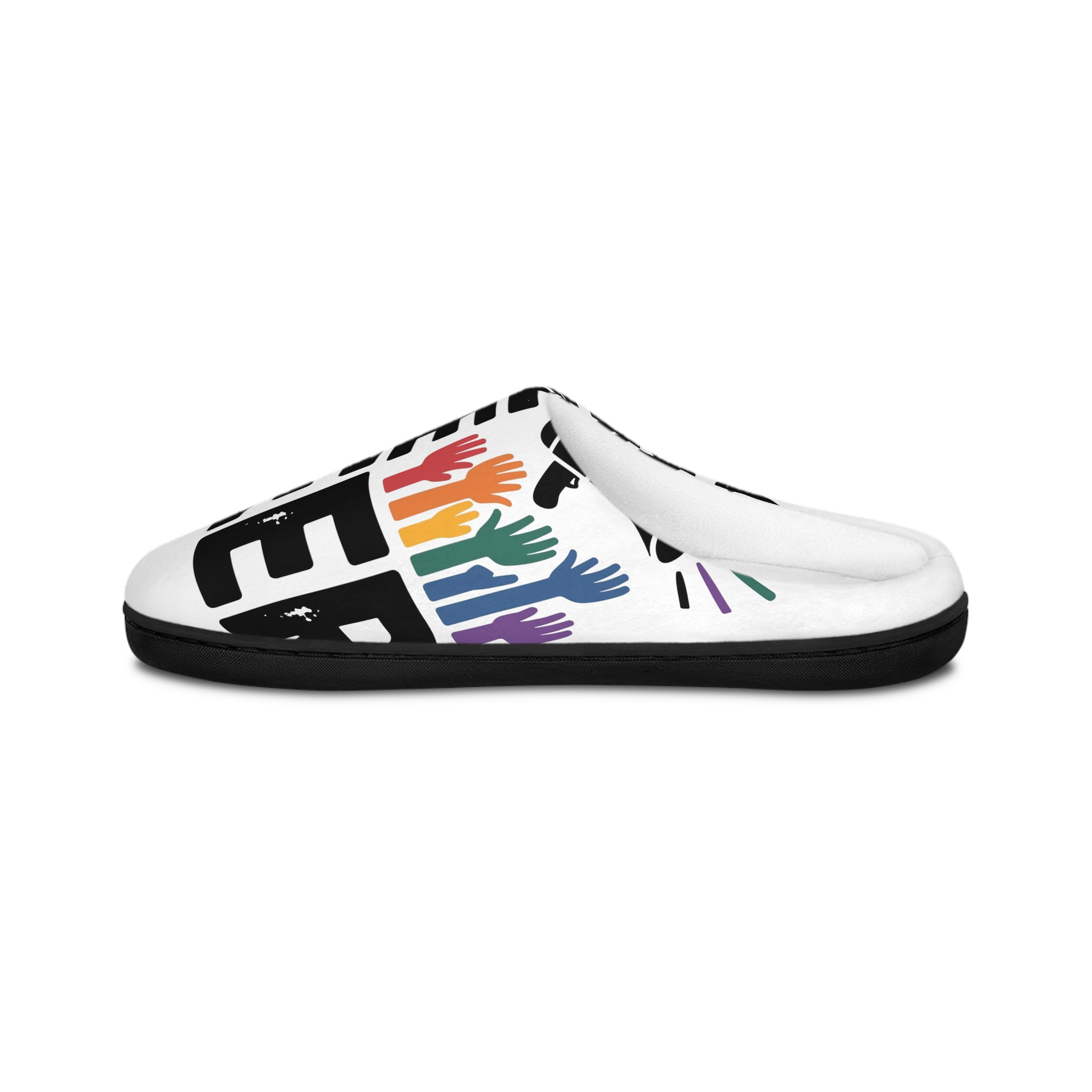 Were Here Were Queer T Shirt Design Isolated White Background Mens Indoor Slippers - Image 3