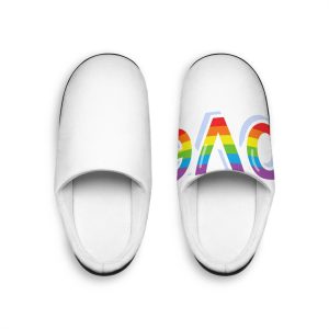 Word Love Rainbow Beautiful Letters Sticker Word Love Light Background Mens Indoor Slippers