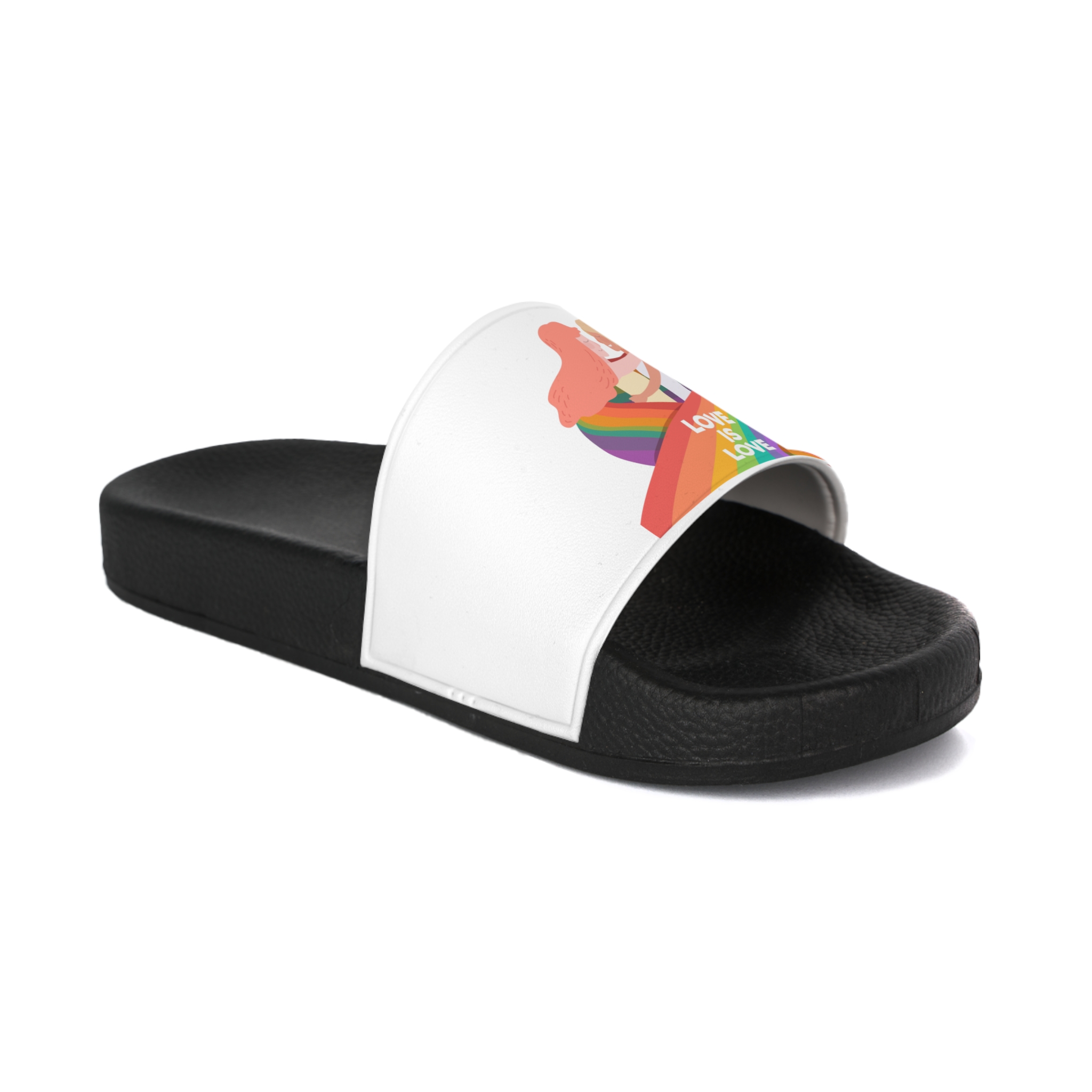 Girls Holding Pride Day Flag Mens Slide Sandals - Image 2